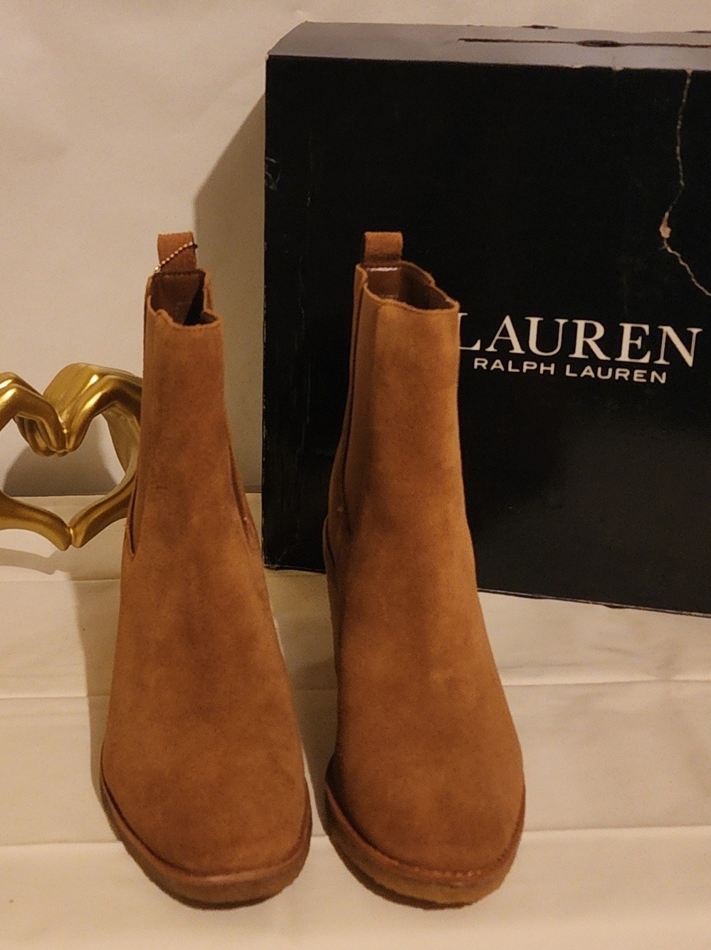 Lauren Ralph Lauren Suede Ankle Chelsea Boots in Tan